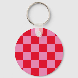 Chaveiro Padrão Xadrez Retro Xadrez Rosa Laranja