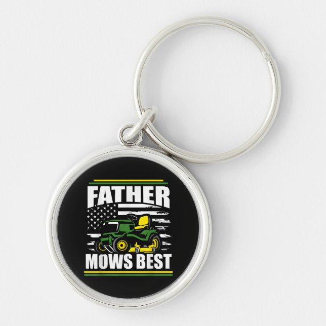 Chaveiro Padre Mows Best Funny Lawn Mower American Flag Fa (Frente)
