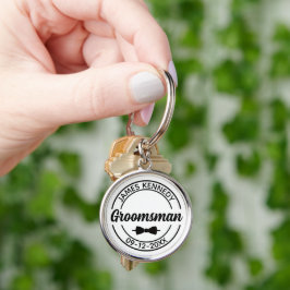 Chaveiro Padrinho de casamento personalizado com nome e dat