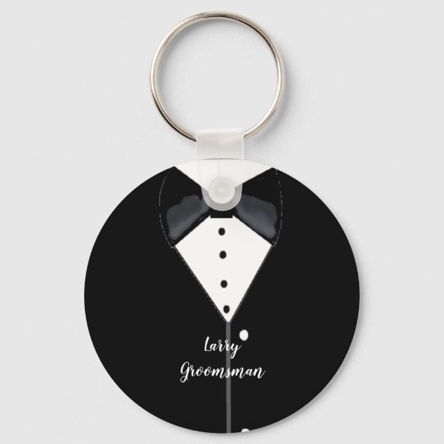 Chaveiro Padrinho de casamento personalizado de smoking pre (Frente)