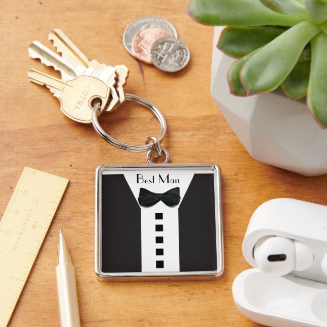 Chaveiro Padrinho de casamento Tuxedo 🎩 Bling Elegante (Mesa)