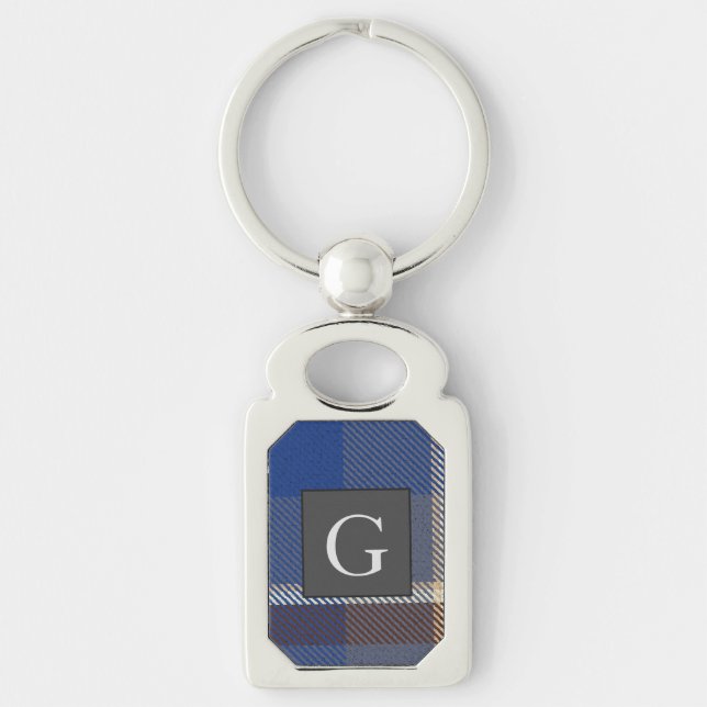 Chaveiro Padrinhos de casamento Monogramas Melhor Cinza Azu (Frente)