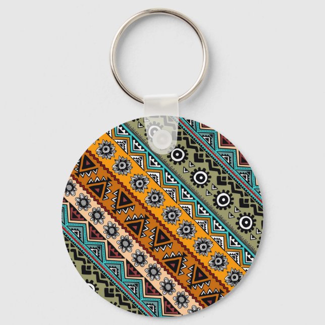 Chaveiro Padrões aztec coloridos, design, de origem étnica (Frente)