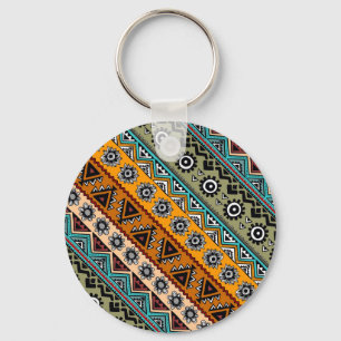 Chaveiro padrões aztec designs coloridas