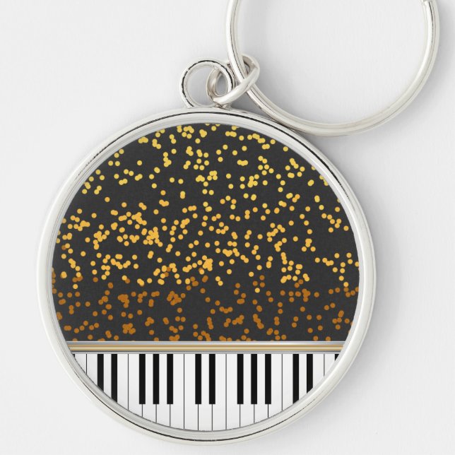 Chaveiro Padrões de Bolinhas Dourados de Chaves Piano (Frente)