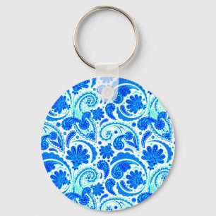 Chaveiro Padrões de paisley aqua azul fofo