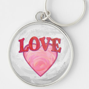 Chaveiro Padrões do Coração de Amor Rosa