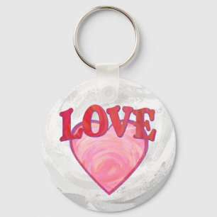 Chaveiro Padrões do Coração de Amor Rosa