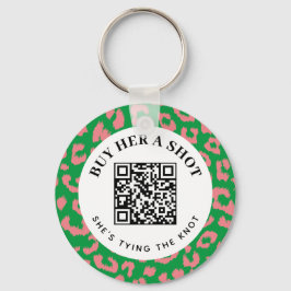 Chaveiro Pagamento QR de Festa de solteira-Leopardo Verde R