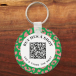Chaveiro Pagamento QR de Festa de solteira-Leopardo Verde R<br><div class="desc">Uma maneira muito mais segura de deixar que estranhos, amigos ou familiares comprares a noiva a ser uma bebida na noite de solteira, esta chaveiro fofa apresenta texto editável e um código de QR digitalizável configurado com uma opção de pagamento personalizado. Um quadro pré-desidratado de impressão leopardo rosa e verde...</div>