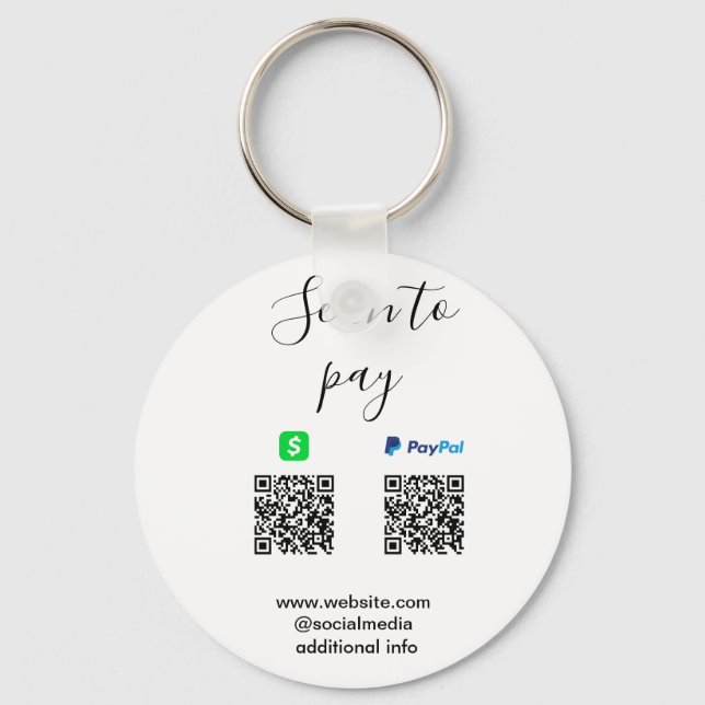 Chaveiro Pagar Paypal Cashapp scanear para pagar QR adicion (Frente)