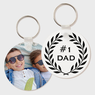 Chaveiro Pai 1 Foto personalizada Laurel Wreath Black