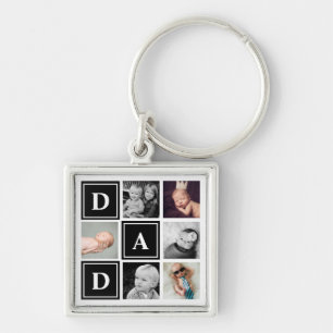 Chaveiro Pai Colagem de Fotos Personalizadas Preto