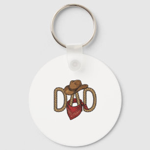 Chaveiro Pai Cowboy Corda Chapéu Bandana Desenho Vintage De