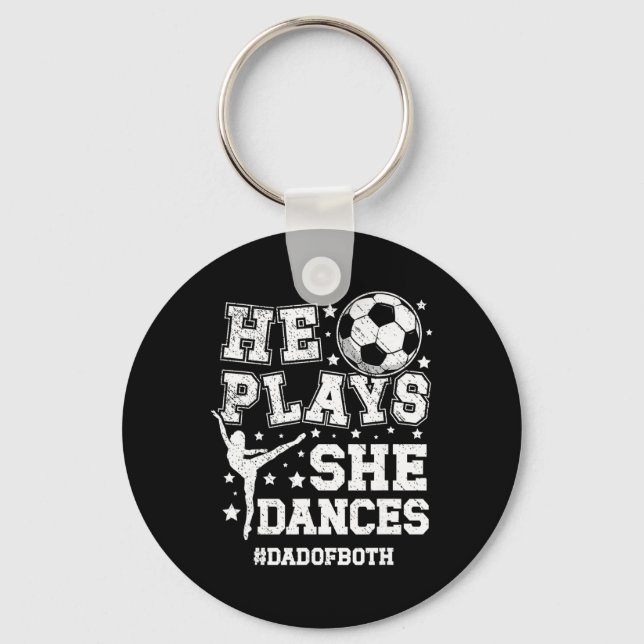 Chaveiro Pai de Dança e Pai de Futebol Dançando e Futebol (Frente)
