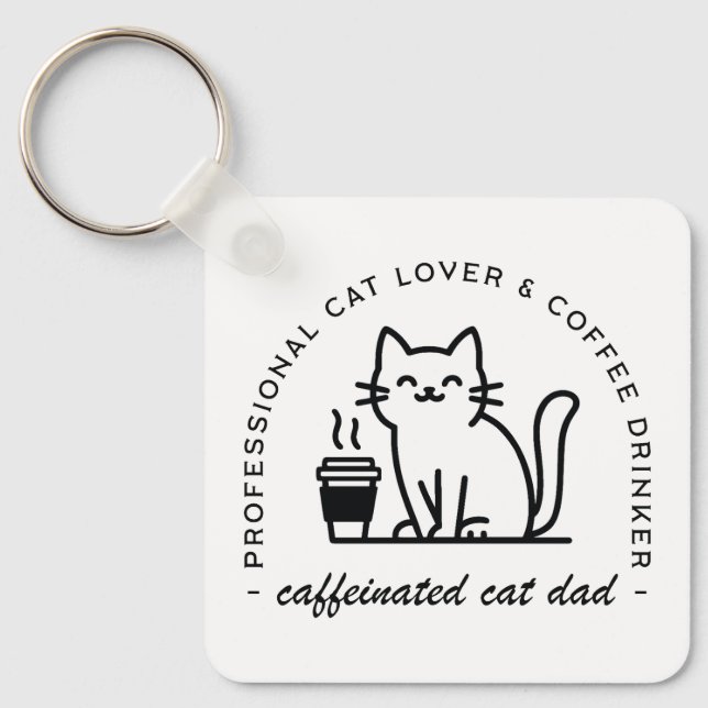 Chaveiro Pai de gato e amantes de café hipster (Frente)