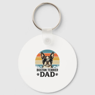 Chaveiro Pai do Boston Terrier Design Vintage Amante de Cãe