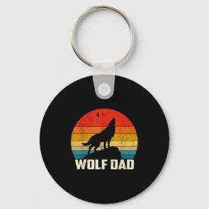 Chaveiro Pai Lobo Uivando Vintage Pôr do Sol Lobos Amantes