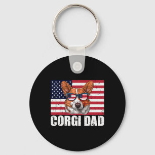 Chaveiro Pai Pembroke Welsh Corgi Bandeira Dos EUA Amante D