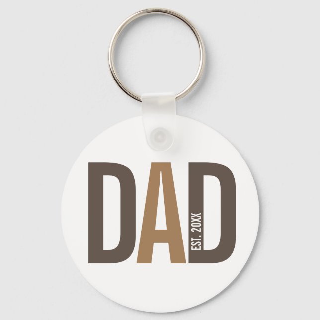 Chaveiro Pai Personalizado Castanho Moderno Estabelecido (Frente)