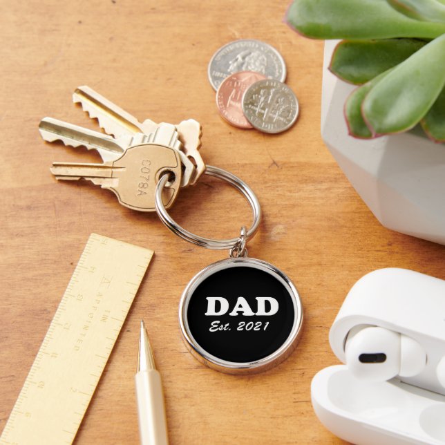 Chaveiro Pai preto e branco Personalizado Data moderna esta (Mesa)