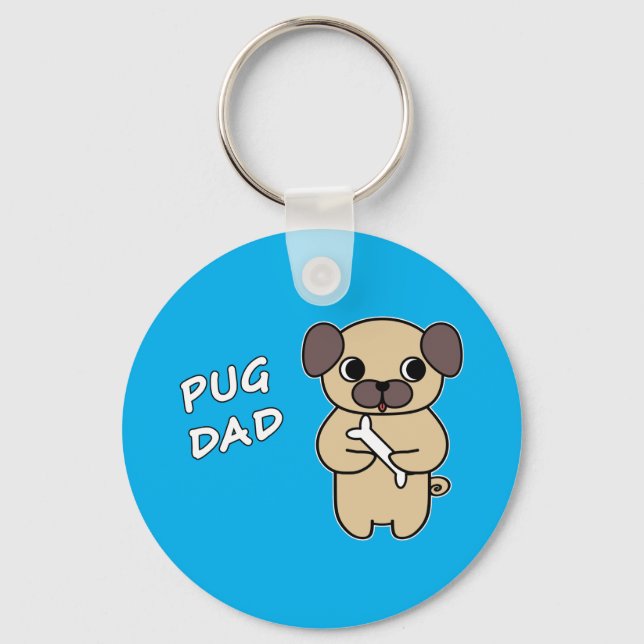 Chaveiro PAI PUG - Azul Céu (Frente)