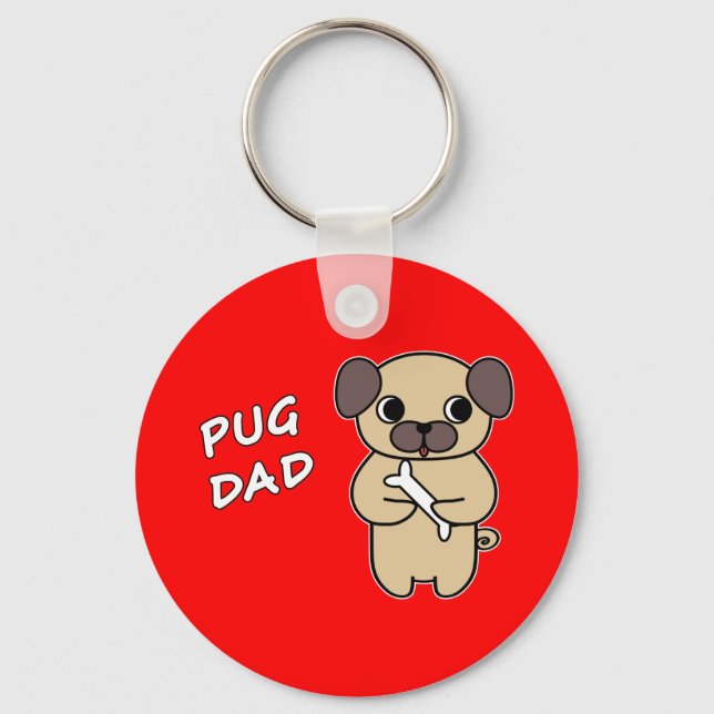Chaveiro Pai Pug - Vermelho (Frente)