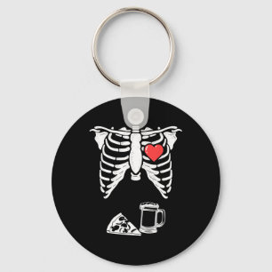 Chaveiro Pai Skeleton Halloween Beer Pizza Diversão Gravide