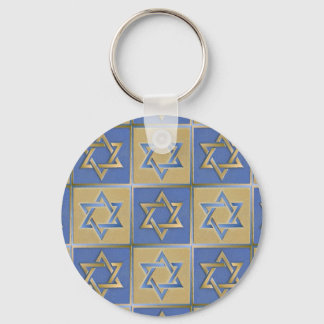 Chaveiro Painéis de Arte Estrela de Davi Azul Dourado