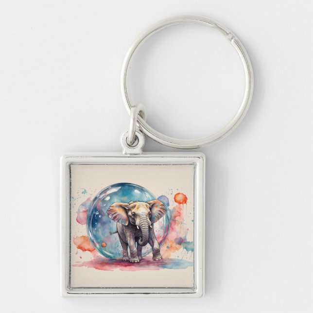 Chaveiro Painterly The Elephant Painting Creative Elephant (Frente)