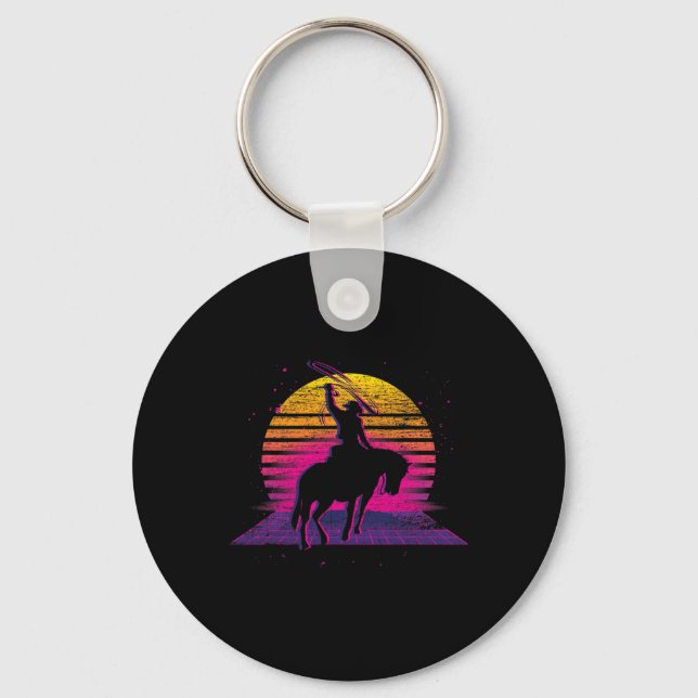 Chaveiro País Horsecando Oeste - Vaca retrô Vaporwave (Frente)