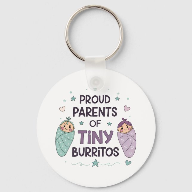 Chaveiro Pais Orgulhosos de Pequenos Burritos Arte (Frente)