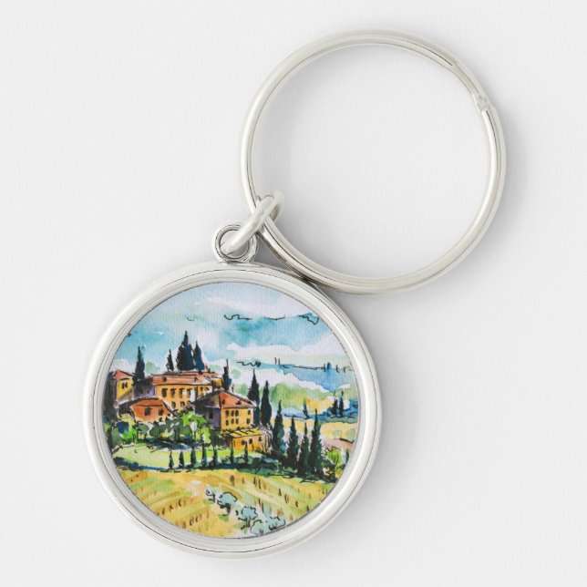 Chaveiro Paisagem com as árvores da cidade e de cipreste (Frente)