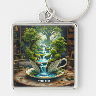 Chaveiro Paisagem de Flores de Teacup Fantasy