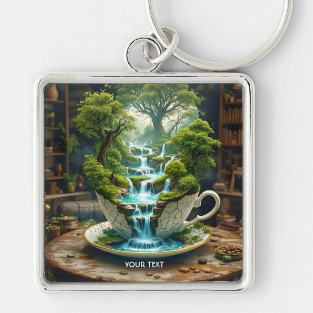 Chaveiro Paisagem de Flores de Teacup Fantasy (Frente)