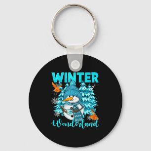 Chaveiro Paisagem de Inverno Maravilhosa Boneco de Neve e F