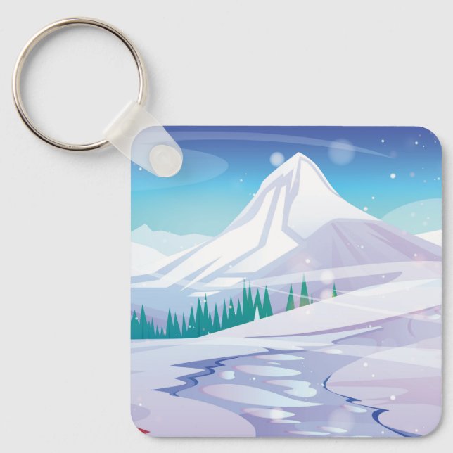 Chaveiro Paisagem de montanha de neve (Frente)
