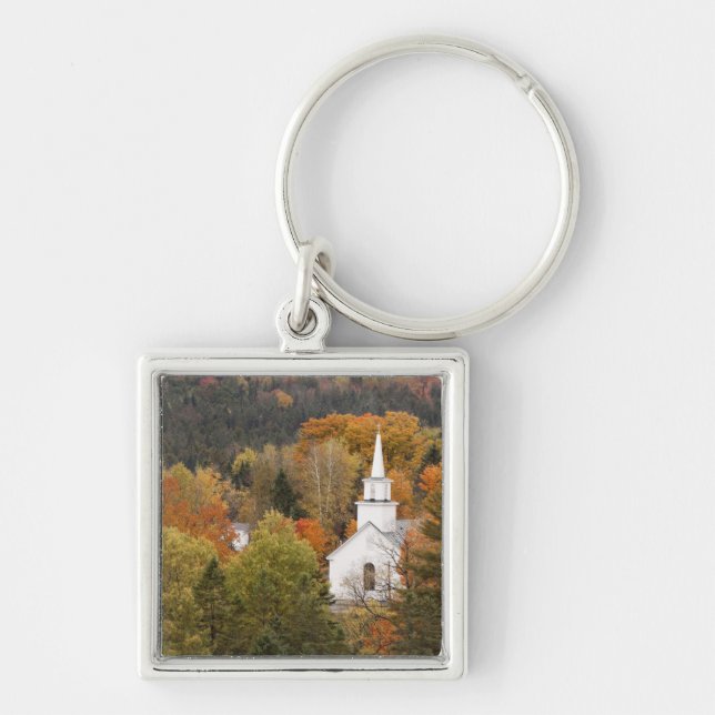 Chaveiro Paisagem de outono com igreja, Vermont, EUA (Frente)