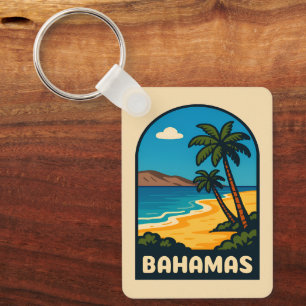 Chaveiro Paisagem de praia das Bahamas Viagens vintage