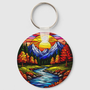 Chaveiro Paisagem de Vidro Colorido