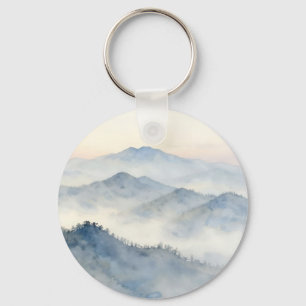 Chaveiro Paisagem em Aquarela da Montanha Nebulosa