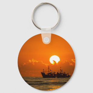 Chaveiro Paisagem Natural Pôr do Sol com Barco-68465