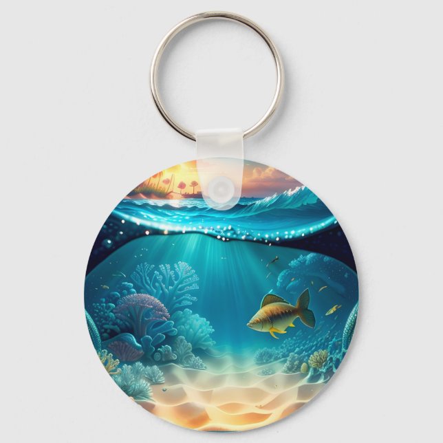 Chaveiro Paisagem Submarina Tropical (Frente)
