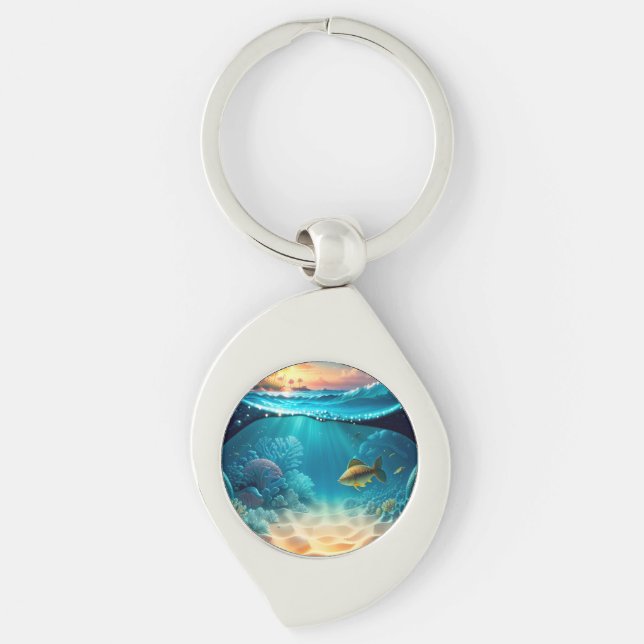 Chaveiro Paisagem Submarina Tropical (Frente)