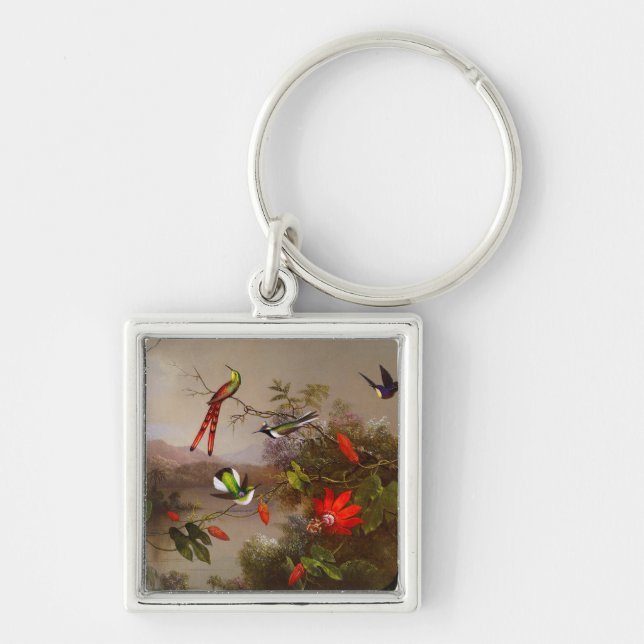 Chaveiro Paisagem tropical com dez beija-flores (Frente)