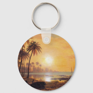 Chaveiro Paisagem tropical com os barcos de pesca por