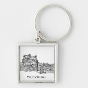 Chaveiro Paisagem Urbana de Würzburg Baviera Arte Minimalis