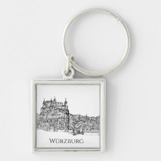 Chaveiro Paisagem Urbana de Würzburg Baviera Arte Minimalis
