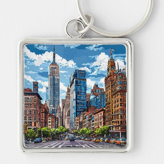 Chaveiro Paisagem urbana deslumbrante com edifício alto icô (Frente)