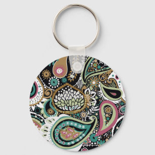 Chaveiro Paisley asiático: design moderno sem costura.